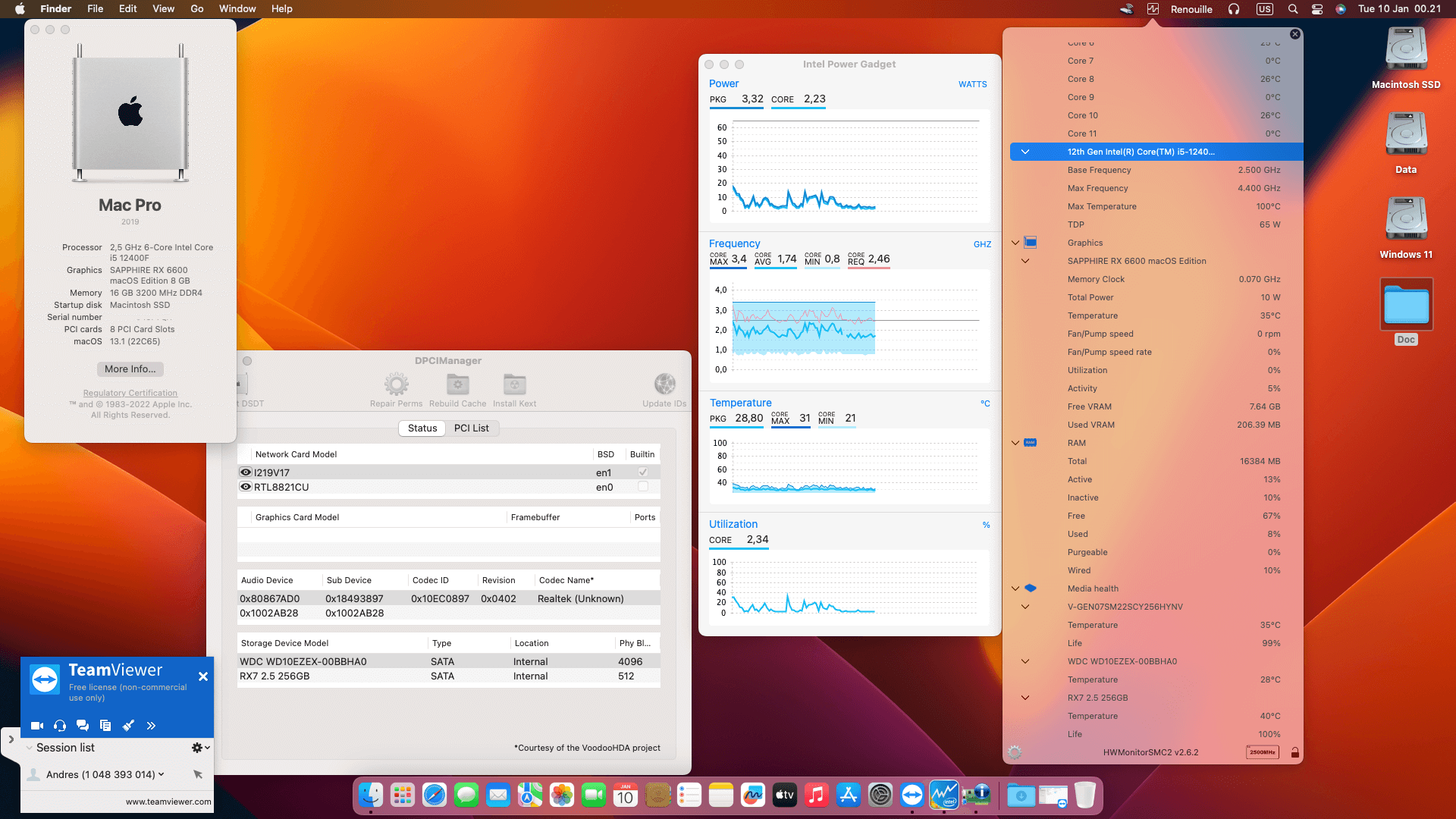 Success Hackintosh macOS Ventura 13.1 Build 22C65 in Asrock B660M-HDV + Intel Core i5 12400F + Sapphire RX 6600